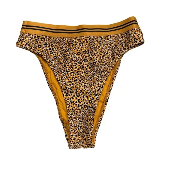 SEAFOLLY High Waist Bikini Bottoms Spirit Animal Gold Navy  Sz US 8 - Picture 3 of 11